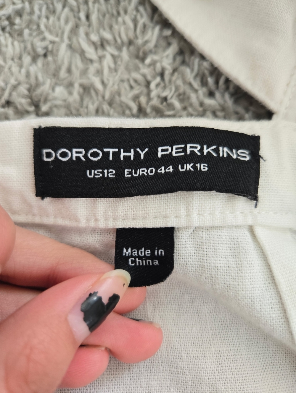 Dorothy Perkings White Linen Blend Apron-Style Patch Pockets Tie Back Size 12. - Picture 7 of 7